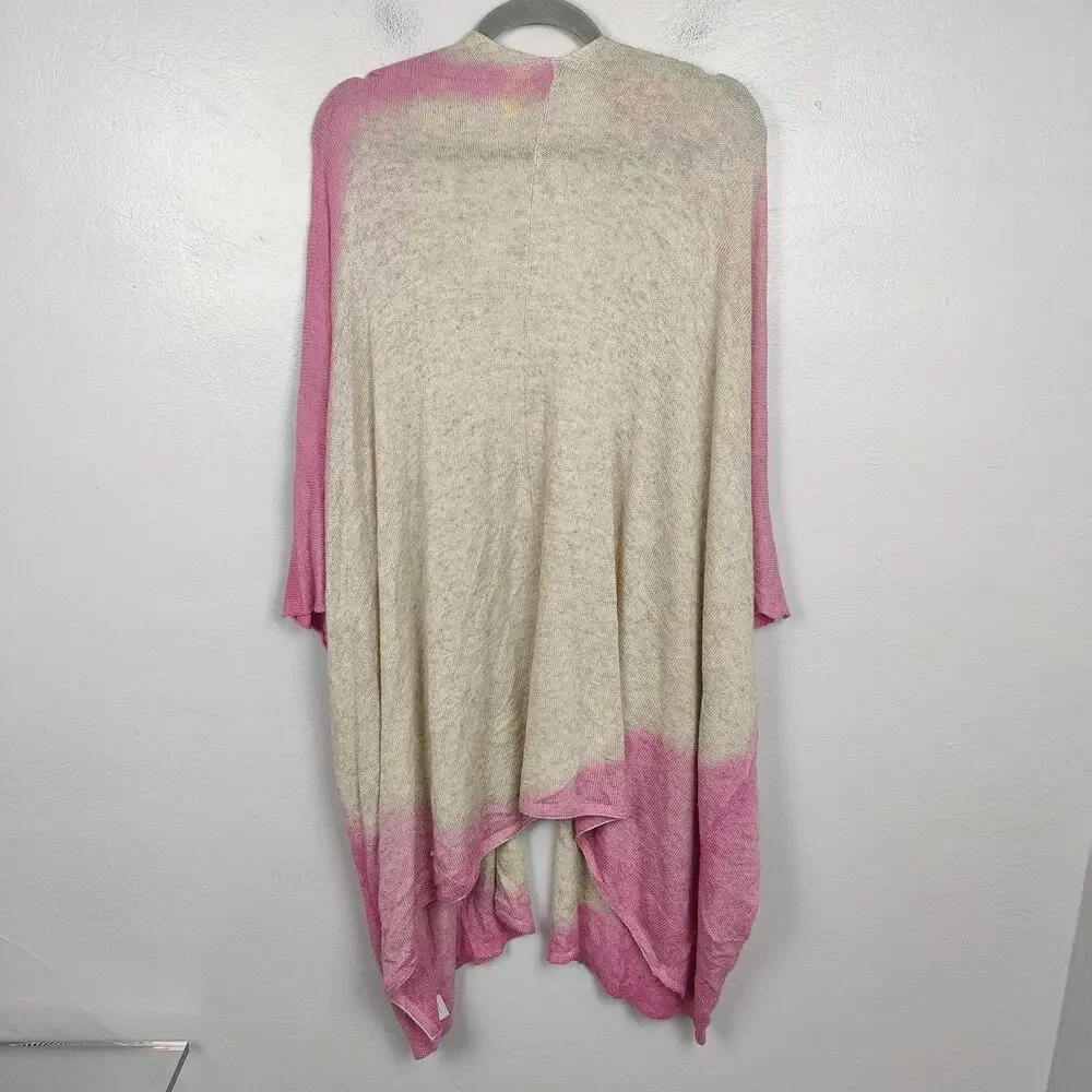 Roberta Roller‎ Rabbit Cashmere Cardigan Womens One Size Pink Oatmeal Sweater
